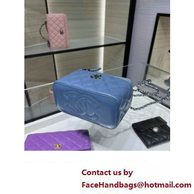 chanel Shiny Crumpled Calfskin, Strass  &  Ruthenium-Finish Metal Clutch with Chain AP3593 blue 2023